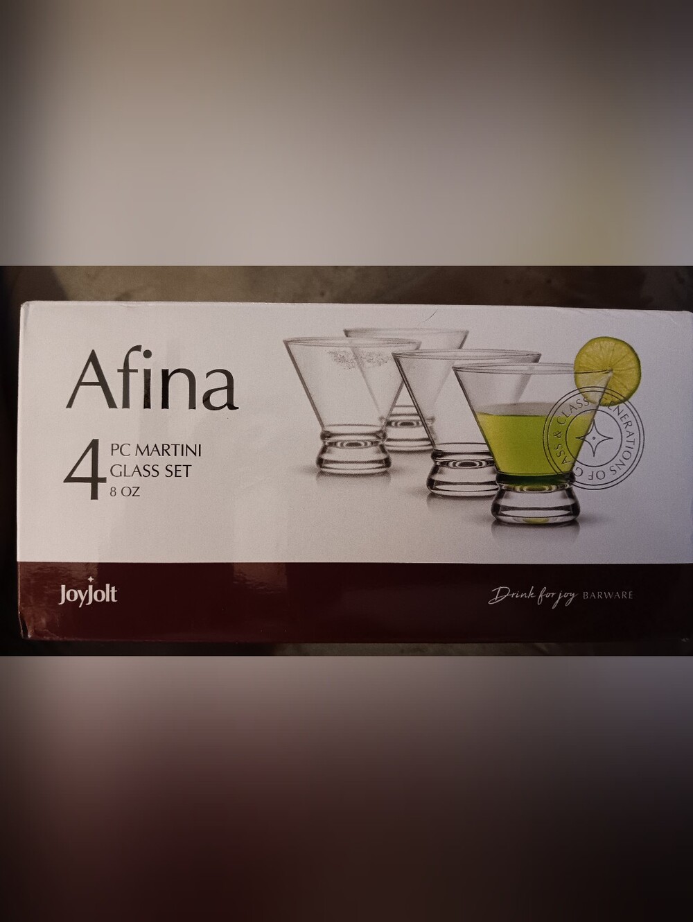 Jolt Afina Martini Glass Set - Clear with Lime Accent